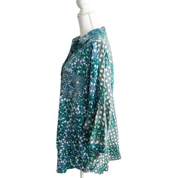 Marketplace Handwork of India Art to Wear Button Up Top Size XS/S Oversized - Picture 3 of 7